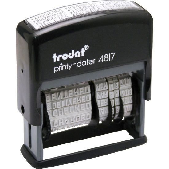 Picture of Trodat Economy 12-Message Date Stamp, 2in x 3/8in Impression, 70% Recycled, Black