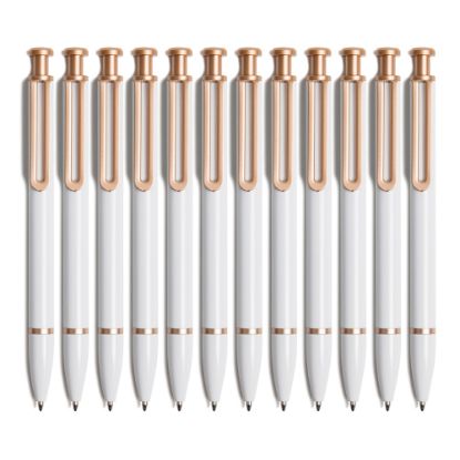 Picture of U Brands The Monterey Ballpoint Pens, 1.0 mm, White/Rose Gold Barrel, Black Ink, Pack Of 12