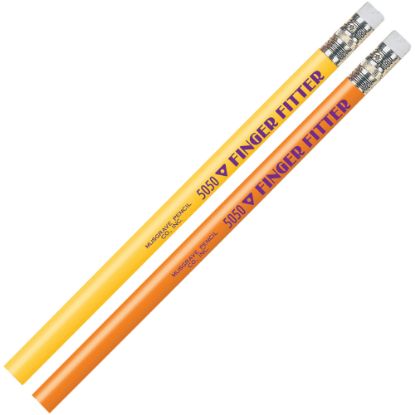 Picture of Musgrave Pencil Co. Inc. Finger Fitter Pencils With Erasers, Medium Point, No. 2, Assorted Colors, 12 Pencils Per Pack, Set Of 3 Packs