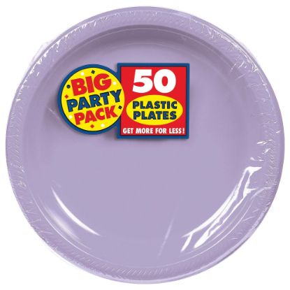 Picture of Amscan Round Plastic Plates, 10-1/2in, Lavender, Pack Of 50 Plates