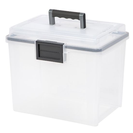 Picture of Iris Weathertight Mobile Storage File Box, 11 1/2in x 13 3/4in x 10 7/16in, Clear