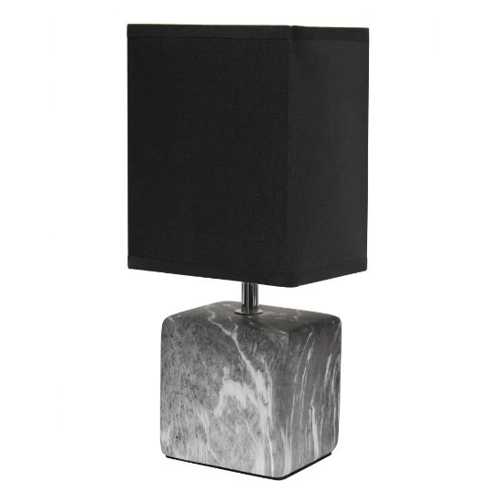 Picture of Simple Designs Petite Marbled Ceramic Table Lamp, 11-13/16inH, Black Base/Black Shade