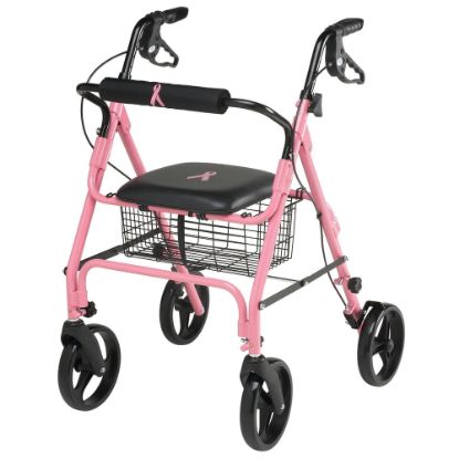 Picture of Medline Guardian Aluminum Rollator, 8in Wheels, Pink