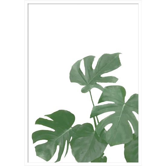 Picture of Amanti Art Monstera Aqua 04 by 1x Studio II Wood Framed Wall Art Print, 29inW x 41inH, White