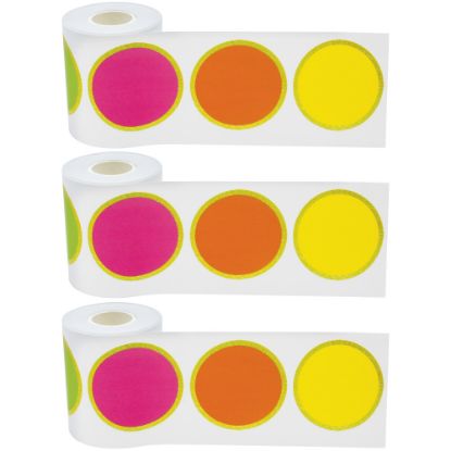 Picture of Teacher Created Resources Straight Rolled Border Trim, Confetti Colorful Circles, 50' Per Roll, Pack Of 3 Rolls