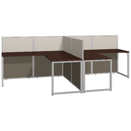 Picture of Bush Business Furniture Easy Office 60inW 2-Person L-Shaped Cubicle Desk Workstation With 45inH Panels, Mocha Cherry/Silver Gray, Standard Delivery