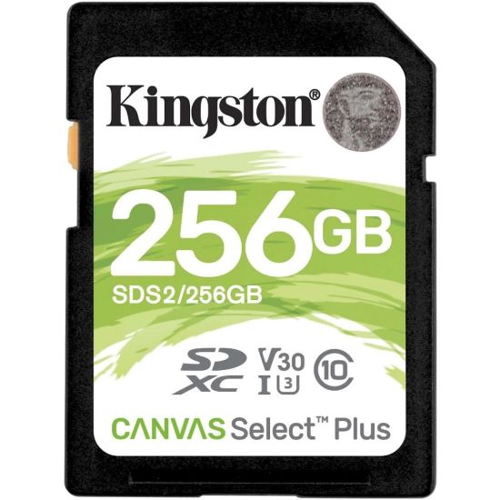 Picture of Kingston Canvas Select Plus SDS2 256 GB Class 10/UHS-I (U3) SDXC - 1 Pack - 100 MB/s Read - 85 MB/s Write - Lifetime Warranty