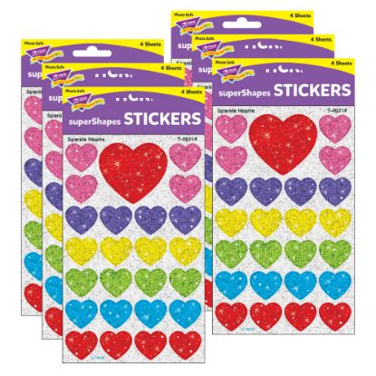 Picture of Trend superShapes Stickers, Sparkle Hearts, 100 Stickers Per Pack, Set Of 6 Packs