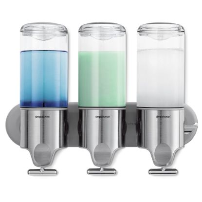 Picture of simplehuman Triple Wall Mount Soap Pump, 15 Oz, Stainless Steel