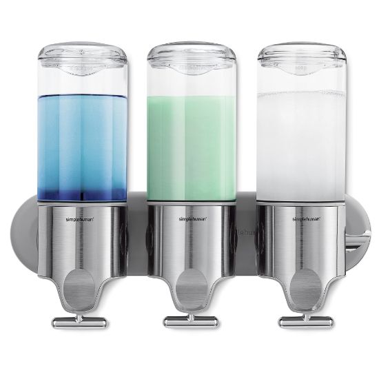 Picture of simplehuman Triple Wall Mount Soap Pump, 15 Oz, Stainless Steel