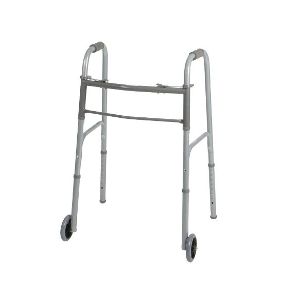 Picture of Medline Guardian Adult 2-Button Folding Walkers, 5in Wheels, 32 - 39 1/2in, Case Of 4