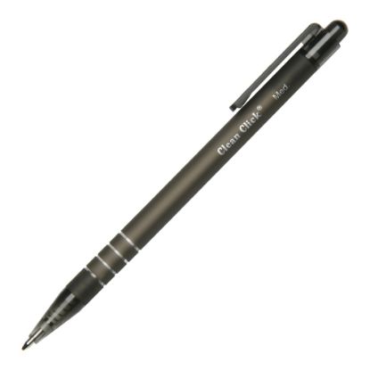 Picture of SKILCRAFT AbilityOne Nonrefillable Rubberized Retractable Pens, Medium Point, Black Barrel, Black Ink, Pack Of 12 Pens