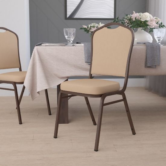 Picture of Flash Furniture HERCULES Series Crown-Back Stacking Banquet Chair, Tan/Copper