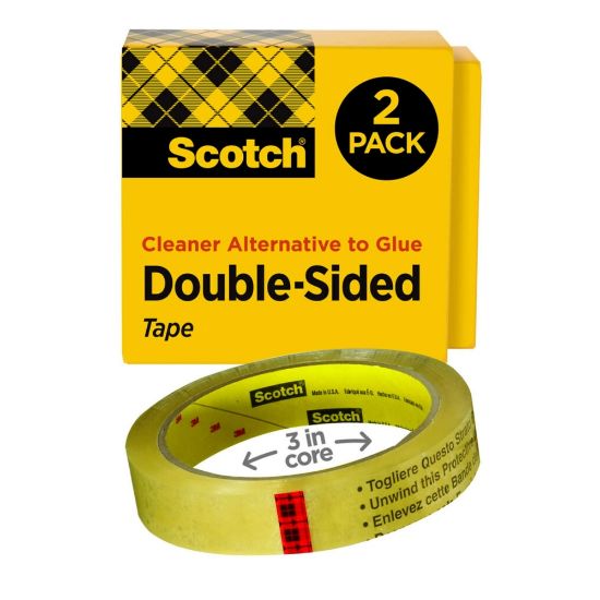 Picture of Scotch Double Sided Tape, Permanent, 3/4 in x 1296 in, 2 Tape Rolls, Clear, Home Office and School Supplies