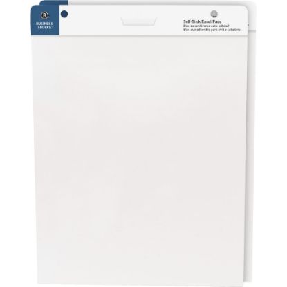 Picture of Business Source Self-stick Easel Pads - 30 Sheets - Plain - 25in x 30in - White Paper - Cardboard Cover - Self-stick - 2 / Carton