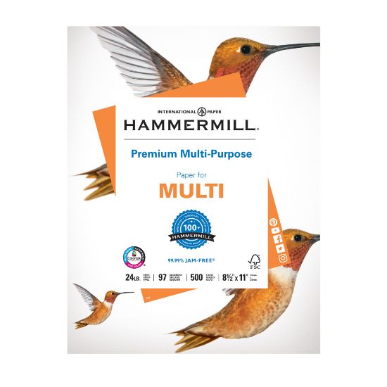 Picture of Hammermill Premium Multi-Use Printer & Copy Paper, 1 Ream, White, Letter (8.5in x 11in), 500 Sheets Per Ream, 24 Lb, 92 Brightness