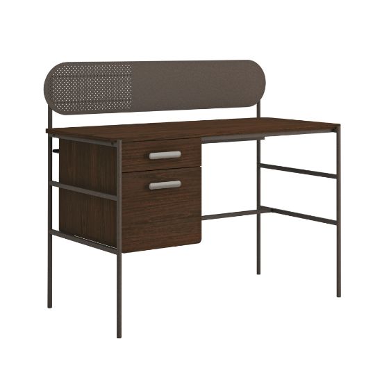 Picture of Sauder Radial 47inW Single-Pedestal Computer Desk, Umber Wood