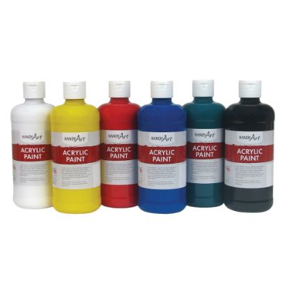 Picture of Handy Art Acrylic Paint Bottles, 16 Oz, Assorted Colors, Set Of 6 Bottles