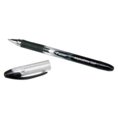 Picture of Alpha Elite Non-Retractable Gel Pens, Medium Point, Clear Barrel, Black Ink, Pack Of 12