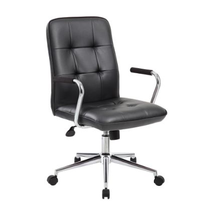 Picture of Boss Office Products Modern CaressoftPlus Mid-Back Task Chair, Black