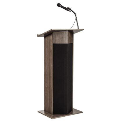 Picture of Oklahoma Sound Power Plus Lectern, With Wireless Headset Mic, 46inH x 22inW x 17inD, Ribbonwood