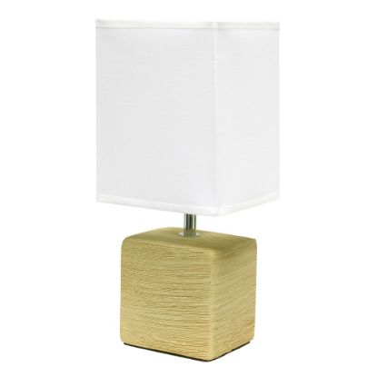 Picture of Simple Designs Petite Faux Stone Table Lamp, 11-13/16inH, Beige Base/White Shade