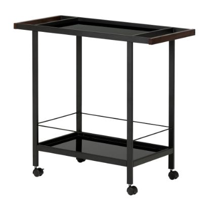 Picture of South Shore City Life 2-Shelf Metal Bar Cart With Wheels, 31-1/4inH x 34-1/2inW x 15-3/4inD, Black