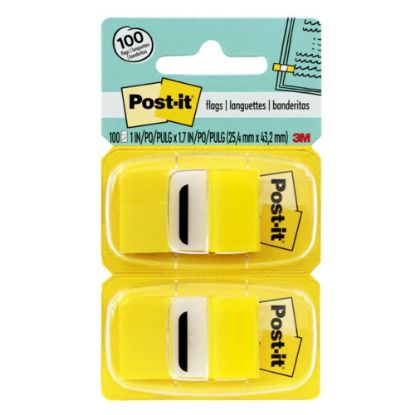 Picture of Post-it Flags, 1 in. x 1.7 in., 12 Dispensers, 50 Flags/Dispenser, Yellow, Back to School Supplies for Students, Flags for Textbooks and Notebooks