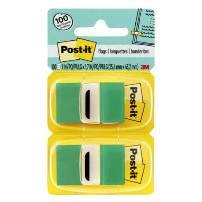 Picture of Post-it Flags, 1in x 1 -11/16in, Green, 50 Flags Per Pad, Pack Of 12 Pads