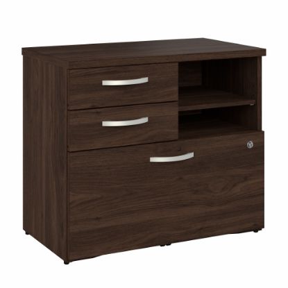 Picture of Bush Business Furniture Hybrid 29-5/7inW x 17inD Lateral File Cabinet With Drawers and Shelves, Black Walnut, Standard Delivery