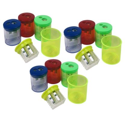 Picture of The Pencil Grip Eisen Pencil Sharpeners, 2 Hole, Assorted Colors, Pack Of 12