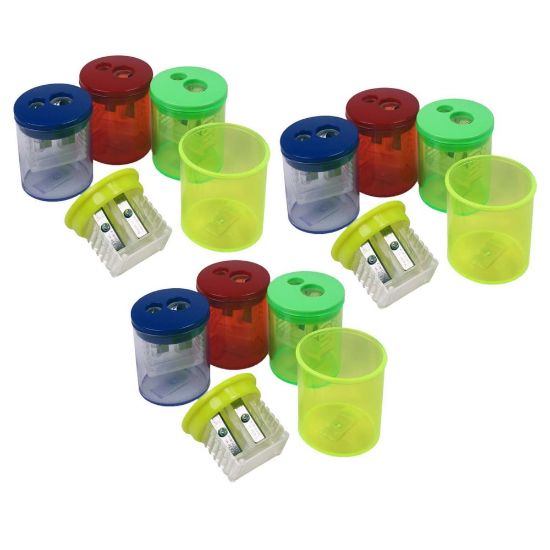 Picture of The Pencil Grip Eisen Pencil Sharpeners, 2 Hole, Assorted Colors, Pack Of 12