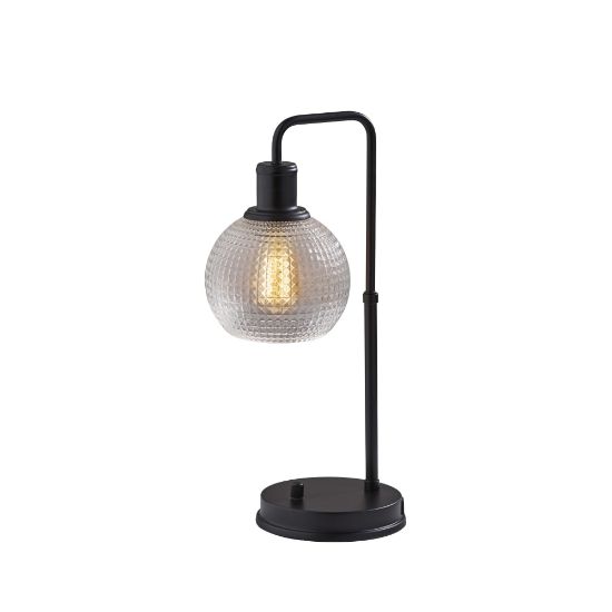 Picture of Adesso Simplee Barnett Globe Table Lamp with USB Port, 20-1/2inH, Clear Shade/Matte Black Base