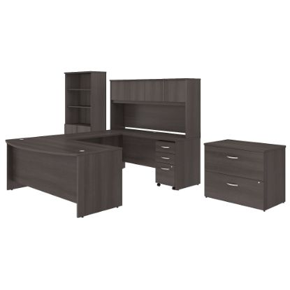 Picture of Bush Business Furniture Studio C 72inW x 36inD U Shaped Desk with Hutch, Bookcase and File Cabinets, Storm Gray, Standard Delivery