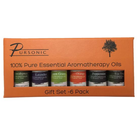 Picture of Pursonic 100% Pure Essential Aromatherapy Oils 6-Pack Gift Set, 0.34 Fl Oz