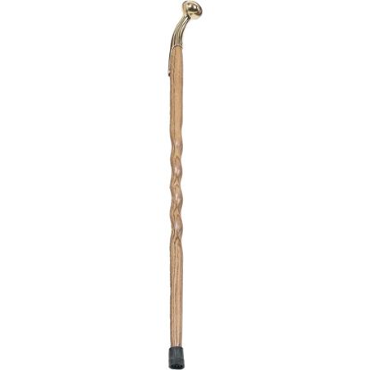 Picture of Brazos Walking Sticks Twisted Oak Wood Cane With Brass Hame-Top Handle, 37in, Brown