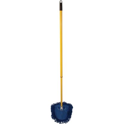 Picture of Genuine Joe Microfiber Wedge Complete Mop - MicroFiber Head - Telescopic Handle - 1 Each - Blue