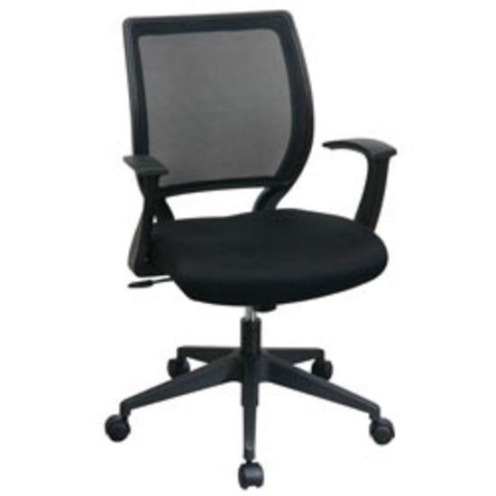 Picture of Office Star Screen-Back Chair With Fixed Arms, Black