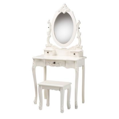 Picture of Baxton Studio Macsen Classic And Traditional 2-Piece Vanity Set With Adjustable Mirror, 60-1/4in x 31-1/2in, White