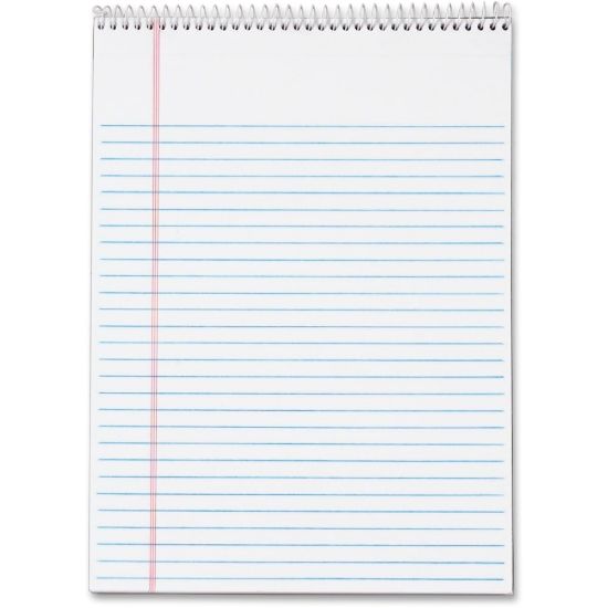 Picture of TOPS Docket Wirebound Legal Writing Pads - Letter - 70 Sheets - Wire Bound - 0.34in Ruled - 16 lb Basis Weight - 8 1/2in x 11in - 11in x 8.5in - White Paper - Perforated, Hard Cover, Stiff-back, Spiral Lock - 3 / Pack