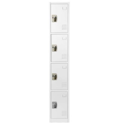 Picture of Alpine AdirOffice 4-Tier Steel Locker, 72inH x 12inW x 12inD, White