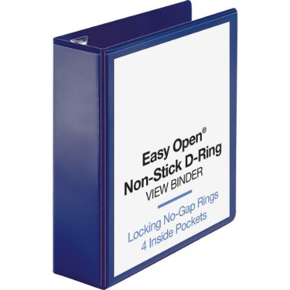 Picture of Sparco Easy-Open Nonstick View 3-Ring Binder, 3in D-Rings, Navy