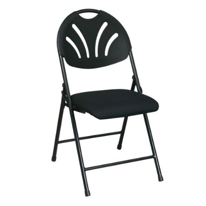 Picture of Office Star Fan-Back Stackable Folding Chairs, Black, Set Of 4