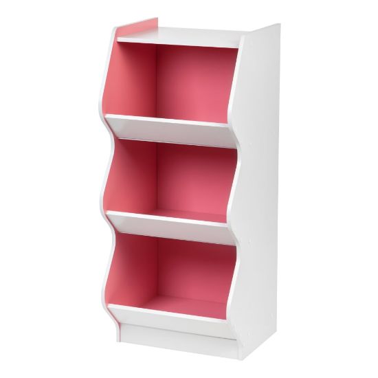 Picture of IRIS 3-Tier Curved-Edge Storage-Shelf, White/Pink