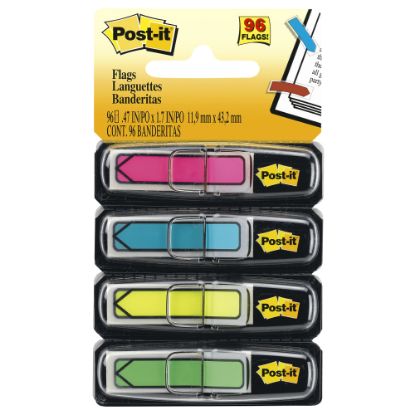 Picture of Post-it Flags, .5 in. x 1.7 in., 4 Dispensers, 24 Flags/Dispenser, Assorted Bright Colors, Back to School Supplies for Students, Flags for Textbooks and Notebooks