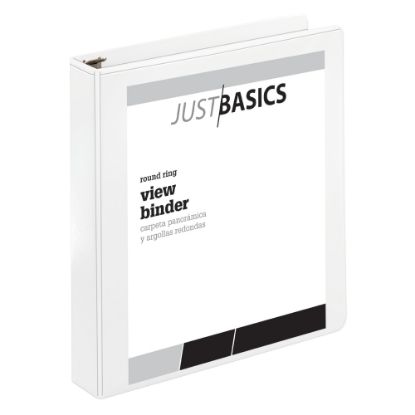 Picture of Just Basics Basic View 3-Ring Binder, 1 1/2in Round Rings, White