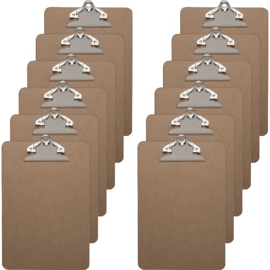 Picture of Business Source Standard Clipboards, 5in x 8in, Brown, Set Of 12 Clipboards