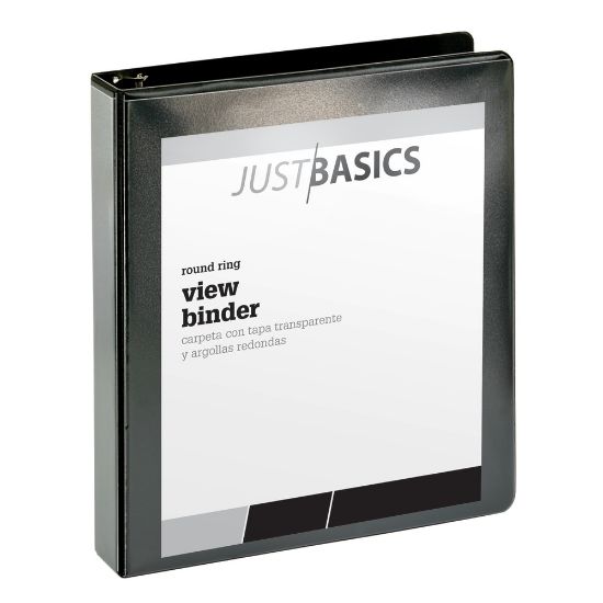 Picture of Just Basics Basic View 3-Ring Binder, 1 1/2in Round Rings, Black