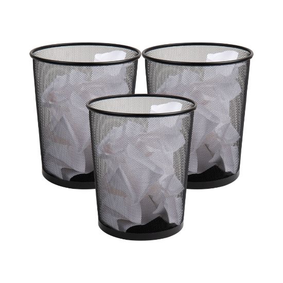 Picture of Mind Reader Metal Waste Paper Baskets 4.5-Gallon,13-3/4inH x 11-1/2inW x 11-1/2inL, Black, Set Of 3 Baskets