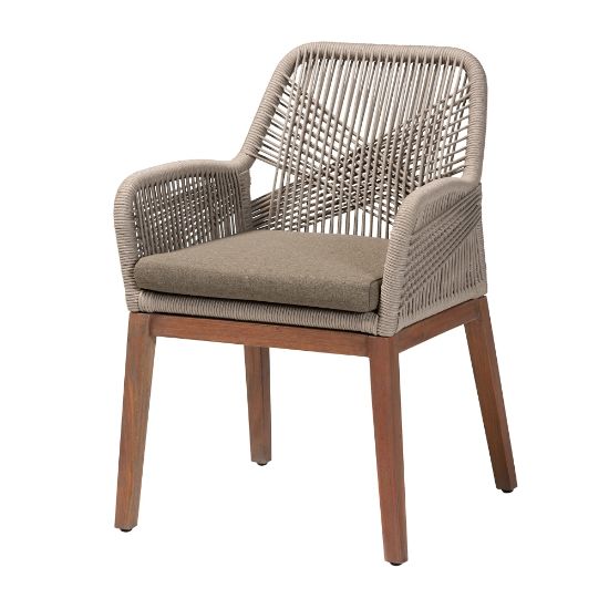 Picture of bali & pari Jennifer Mid-Century Transitional Dining Arm Chair, Gray/Walnut Brown